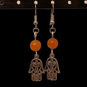 2/20/23 - 3 for $15 orange beaded evil eye hand earrings